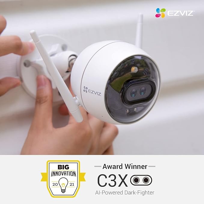 EZVIZ Outdoor Camera Dual Lens, Surveillance Camera with Color Night Vision & Human/Vehicle Detection, Active Defense with Light & Siren, Two-Way Talk, IP67, No Subscription Fee Cloud(C3X-Cloud) EZVIZ