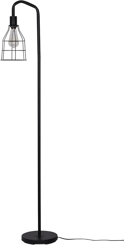 Catalina Lighting 24289-000 Modern Floor Lamp with Caged Shade for Office, Living Room, Dorm or Bedroom, Smart Home Compatible, Bulb Not Included, 60", Black - LeafyLoom