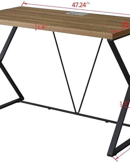 Computer Desk 47 in, Home Office Writing Desk, Modern Simple Style Wood Table, Brown - LeafyLoom