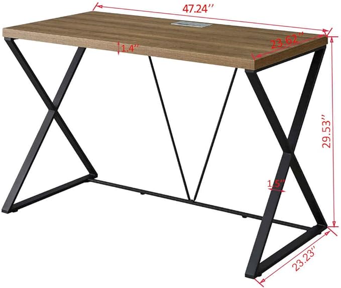 Computer Desk 47 in, Home Office Writing Desk, Modern Simple Style Wood Table, Brown - LeafyLoom