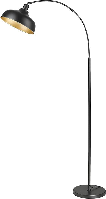 Arc Floor Lamps for Living Room, Modern Farmhouse Floor Lamp with Remote Control, Floor Lamp with 360° Adjustable Hanging Dome Shade, Dimmable Tall Lamp with 9W LED Bulb (Black, 1 PACK) - LeafyLoom