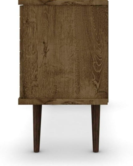 Manhattan Comfort Liberty Mid Century Modern TV Stand for Televisions up to 50 Inches, Bedroom and Living Room Entertainment Center with Storage, Shelves, and Cabinet, 53" Wide, Rustic Brown - LeafyLoom
