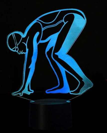 Optical Illusion 3D Sports Swimming Night Light 16 Colors Changing USB Power Remote Control Touch Switch Decor Lamp LED Table Desk Lamp Children Kids Christmas Xmas Brithday Gift - LeafyLoom