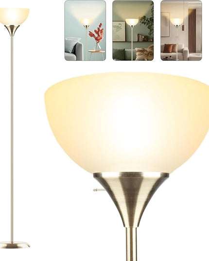 Floor Lamp, Standing Lamp, Floor Lamp for Bedroom, Drop-Resistant White Lampshade, Floor Lamp for Living Room Bedroom Study Office (Bronze) - LeafyLoom