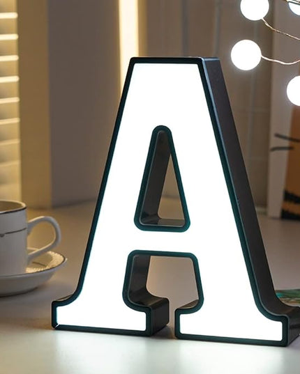LED Marquee Letter Lights-DIY Marquee Lights up Letter Signs, Dual DC Interface Upgrade Multi-Letter Connection, 26 Alphabet Signs for Wedding, Birthday, Party， Bar Decoration (A) - LeafyLoom