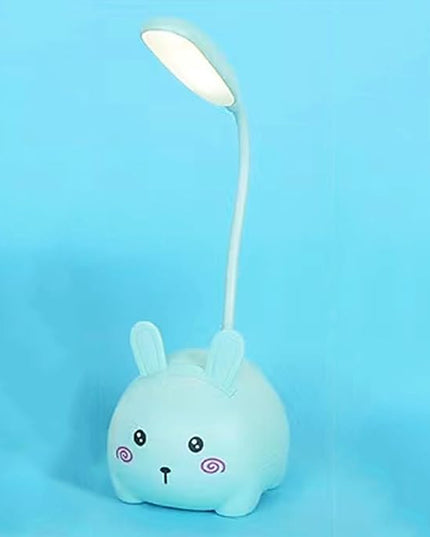 Cute LED Desk Lamp, LED Eye Protection Desk Lamp, Mini Rabbit Lamp, Portable LED Table Light, Foldable Kids Night Light for Bedroom, Living Room, Studing Room (Blue) - LeafyLoom