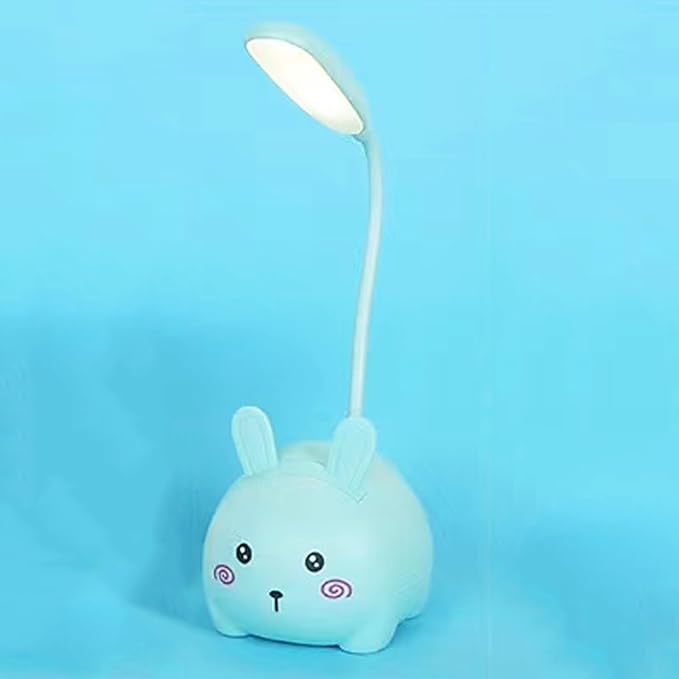 Cute LED Desk Lamp, LED Eye Protection Desk Lamp, Mini Rabbit Lamp, Portable LED Table Light, Foldable Kids Night Light for Bedroom, Living Room, Studing Room (Blue) - LeafyLoom