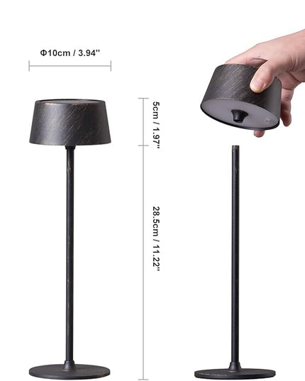 DAWALIGHT Cordless Lamp 4000mAh Rechargeable tbale lamp LED Desk Lamp Stepless Dimming Vintage Copper Battery Operated Portable Cordless 2700K Vintage Copper Base - LeafyLoom