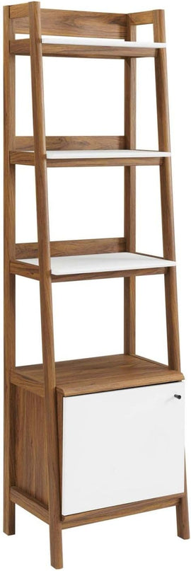 Modway Bixby Display Case, 21" Bookshelf, Walnut White - LeafyLoom