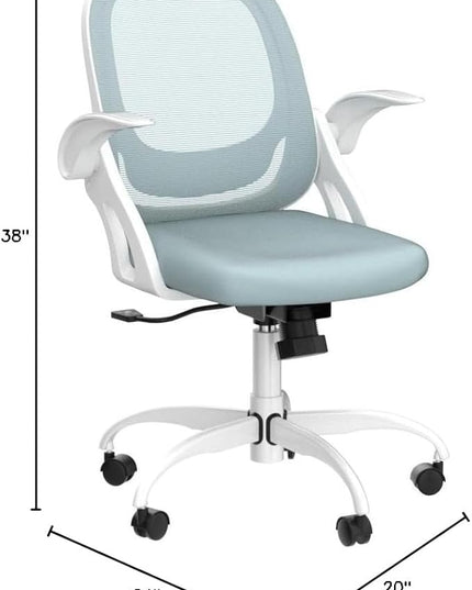 Home Office Chair Work Desk Chair Comfort Ergonomic Swivel Computer Chair, Breathable Mesh Desk Chair, Lumbar Support Task Chair with Wheels and Flip-up Arms and Adjustable Height - LeafyLoom