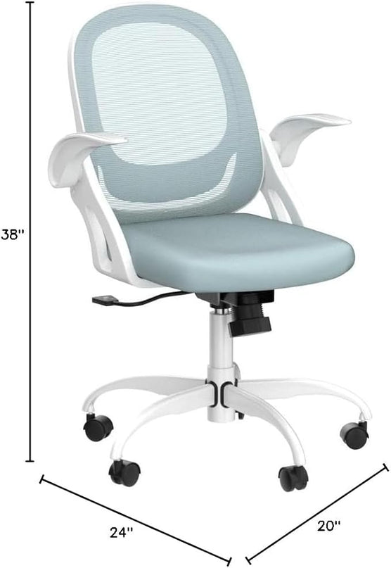 Home Office Chair Work Desk Chair Comfort Ergonomic Swivel Computer Chair, Breathable Mesh Desk Chair, Lumbar Support Task Chair with Wheels and Flip-up Arms and Adjustable Height - LeafyLoom