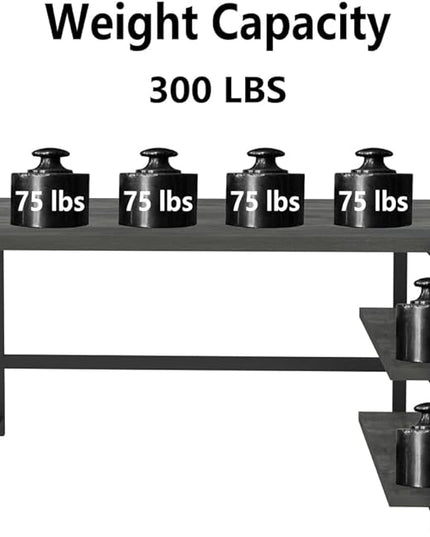Industrial Computer Desk with Shelves, 55 inch Rustic Wood and Metal Work Study Writing Table for Home Office, Grey - LeafyLoom