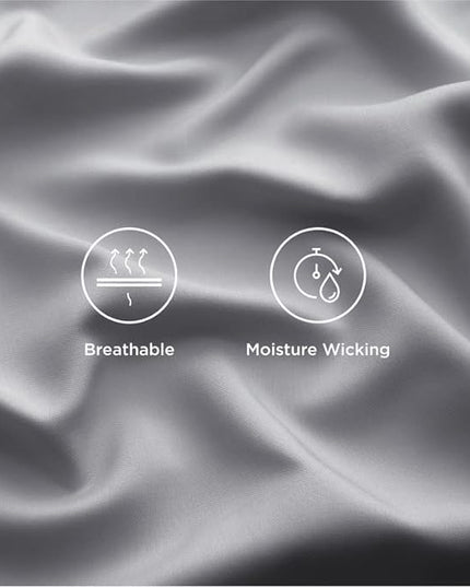 Bedsure California King Sheet Sets, Cooling Sheets, Rayon Derived from Bamboo, Deep Pocket Up to 16", Breathable & Soft Bed Sheets, Hotel Luxury Silky Bedding Sheets & Pillowcases, Silver Grey - LeafyLoom