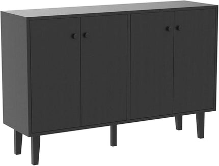 Panana Sideboard Buffet Cabinet Kitchen Storage Cabinet Living Room 4 Doors Console Table (Black) - LeafyLoom