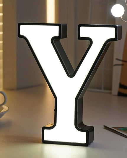 LED Marquee Letter Lights-DIY Marquee Lights up Letter Signs, Dual DC Interface Upgrade Multi-Letter Connection, 26 Alphabet Signs for Wedding, Birthday, Party， Bar Decoration (Y) - LeafyLoom