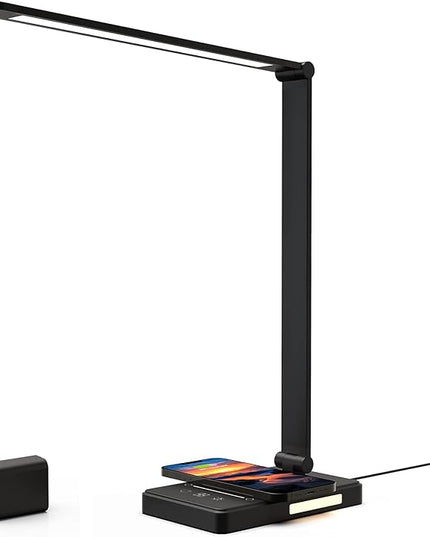 LED Desk Lamp with 10W Fast Wireless Charger, Dimmable Eye Caring Reading Desk Lamps for Office Home, Desk Light with 5 Lighting & 10 Brightness, Touch Control Table Lamp Dorm for Study Gifts BEYONDOP - LeafyLoom