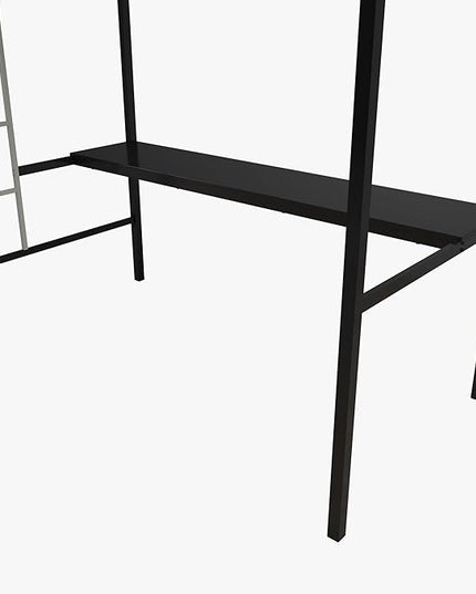 DHP Screen Loft Metal Bunk Bed with Desk and Ladder, Space-Saving Design, Silver Twin - LeafyLoom