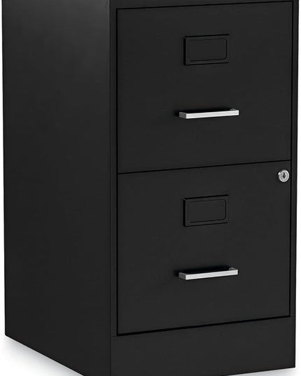 Alera 2806262 14 in. x 18 in. x 24.1 in. Soho 2-Drawer Vertical Letter File Cabinet - Black - LeafyLoom