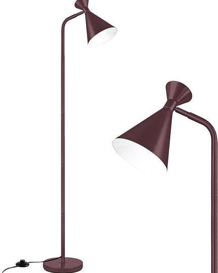 PARTPHONER Floor Lamp for Living Room, Modern Adjustable Metal Heads Standing Lamps, Simple Design Brown Floor Lamp with Foot Switch for Bedroom, Office, Kids Room, Reading, Working(Bulb Not Included) - LeafyLoom