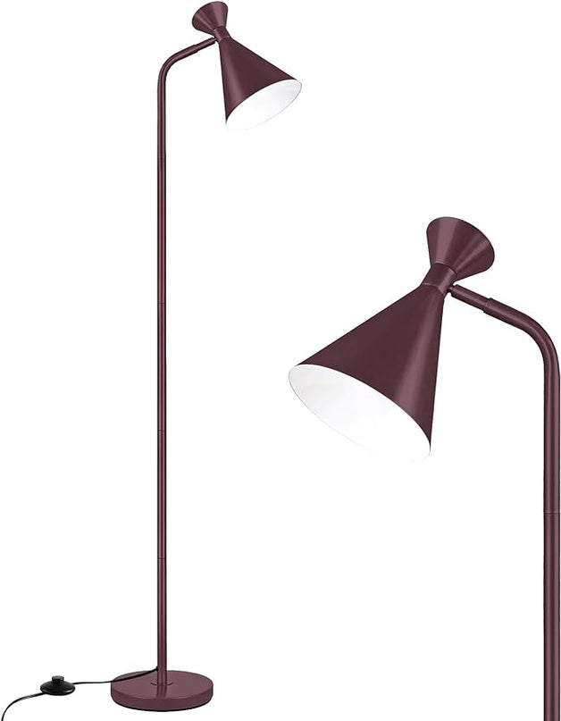 PARTPHONER Floor Lamp for Living Room, Modern Adjustable Metal Heads Standing Lamps, Simple Design Brown Floor Lamp with Foot Switch for Bedroom, Office, Kids Room, Reading, Working(Bulb Not Included) - LeafyLoom