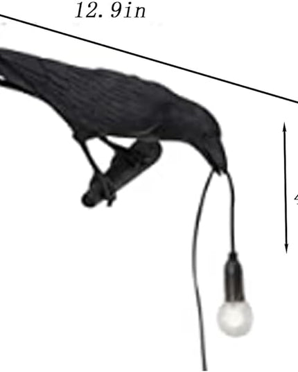 Raven Desk Lamp, Art Deco Raven Lamp, Bird Lamp, Resin LED Bird Light with Plug for Bedroom/Office/Living Room/Farmhouse (Left) - LeafyLoom