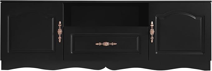 Merax Modern TV Stand for 60"+ Televisions with 1 Shelf, 2, 1 Drawer, Storage Console Cabinet Furniture for Living Room, 65.0 inch Length, Black - LeafyLoom
