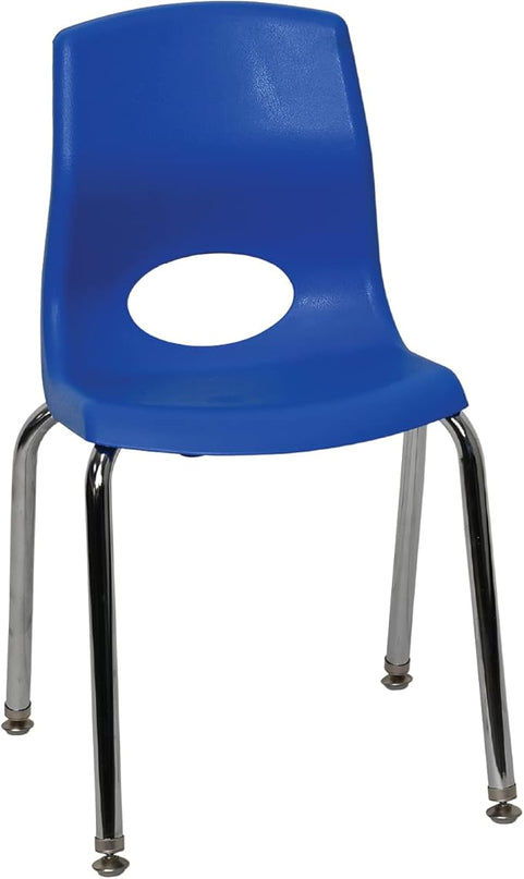 Angeles H, Blue with Chrome Legs, 4 Pack MyPosture Children's Chair, 14-inch - LeafyLoom