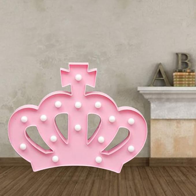 OSALADI Crown Night Light Crown Shaped Light Creative Night Light Crown LED Light Princess Night Light LED Night Lamp Decorative Night Lamp Without Batteries, Pink - LeafyLoom