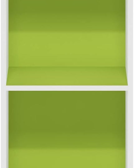Furinno Luder Bookcase / Book / Storage, 4-Tier Cube, Green/White - LeafyLoom