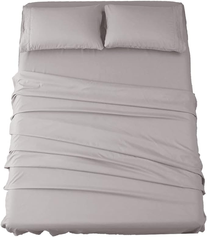 SONORO KATE Bed Sheet Set Super Soft Microfiber 1800 Thread Count Luxury Egyptian Sheets 18-Inch Deep Pocket Wrinkle-3 Piece(Twin Grey) - LeafyLoom