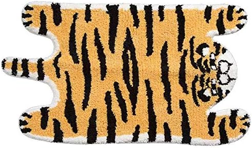 Cute Soft Tiger Shaped Animals Bath Mat Area Rug for Bedroom Bathroom Kitchen Floor Water Absorption Non-Slip Small Carpet Door Mat Kid's Room Playmat (50 * 90CM) - LeafyLoom