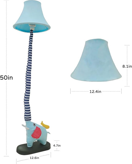 Floor Lamp, Blue Elephant Creative Design Modern Floor Lamp for Bedroom, 51 Inch Tall Hand-Stitched Toy Standing Lamp, Floor Lamps for Living Room Come with an E26 LED Bulb (Blue Elephant) - LeafyLoom