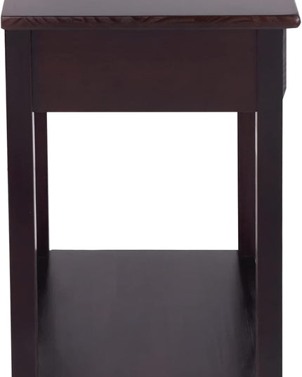 Casual Home Night Owl Nightstand with USB Ports-Espresso - LeafyLoom
