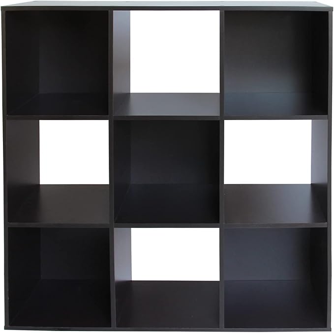PACHIRA US 9 Cube Storage Shelf Organizer, Heavy Duty Wooden Closet Cabinet, File Organizer Rack Display Cube Bookshelf Compartments, Dark Brown - LeafyLoom