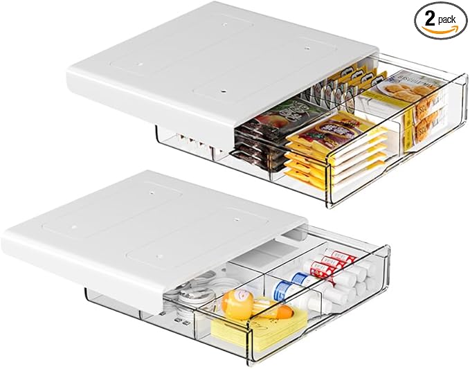 Under Desk Storage Drawer Kit, Clear Under Desk Drawer Mounted Below Large and Medium Size 2 Pcs Combo for Home Bedroom Office Kitchen Organization - LeafyLoom