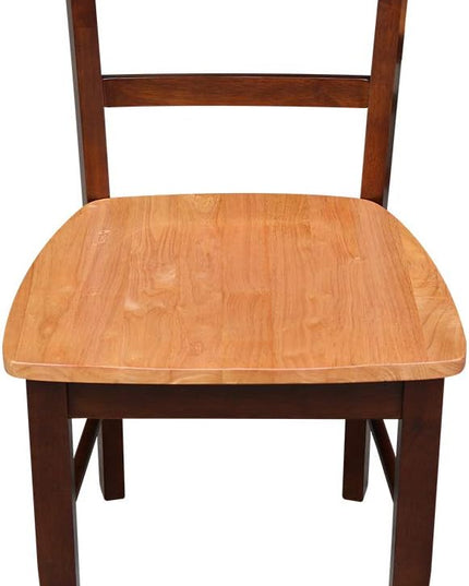 International Concepts Pair of Madrid LadderBack Chairs, Cinnamon/Espresso - LeafyLoom