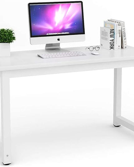 Tribesigns Modern Simple Computer Desk, 47 inch Office Desk Computer Table, Study Writing Study Desk for Home Office, White - LeafyLoom