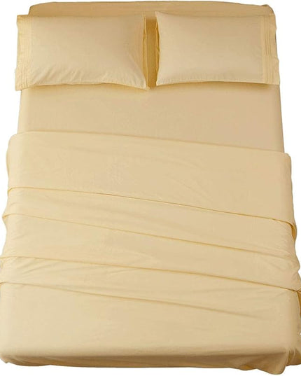 SONORO KATE Bed Sheet Set Super Soft Microfiber 1800 Thread Count Luxury Egyptian Sheets 18-Inch Deep Pocket Wrinkle-4 Piece(California King Ivory) - LeafyLoom
