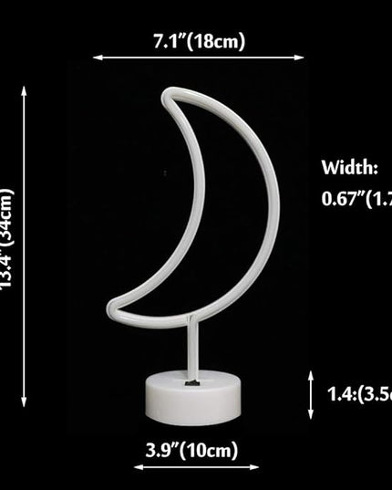 LED Moon Neon Signs, Crescent Night Lights USB Battery Operated Moon Lamp for Birthday Party, Wedding, Halloween, Christmas Decorations-Moon with Holder Base(Warm White) - LeafyLoom