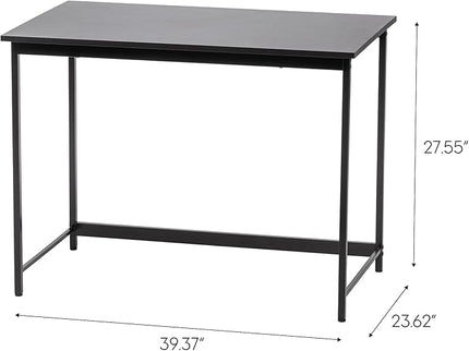 IRIS USA 39 Inch Modern Laptop and Computer Desk Office Table for Home Office, Water and Scratch Resistant Surface Gaming Desk, Easy to Assemble Black Desk - LeafyLoom