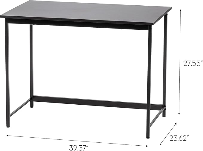 IRIS USA 39 Inch Modern Laptop and Computer Desk Office Table for Home Office, Water and Scratch Resistant Surface Gaming Desk, Easy to Assemble Black Desk - LeafyLoom