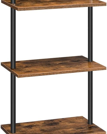 HOOBRO DIY Ladder Shelf, 5-Tier Wooden Wall Mounted Bookshelf, Narrow Bookcase, Display Shelf, Storage Rack, Plant Stand, for Living Room, Bedroom, Study, Balcony, Rustic Brown and Black BF531CJ01 - LeafyLoom