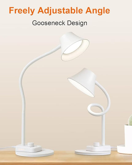 BOHON LED Desk Lamp for Home Office, Fully Dimmable Bedside Lamps with USB A and C Charging Port, 5 Colors Reading Lamp with Night Light, Auto Timer, Table Lamp for College Dorm Room White - LeafyLoom