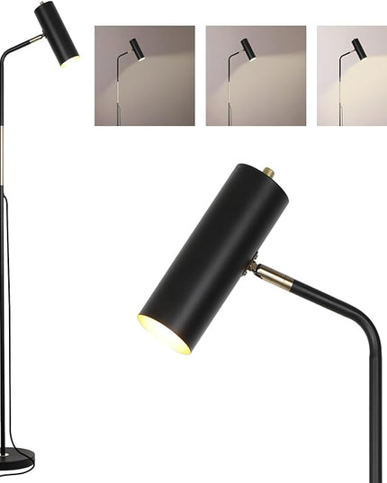 Floor Lamp, Industrial Floor Lamps for Living Rooms & Bedrooms - Rustic Farmhouse Reading Lamp Standing, Adjustable Metal Heads Indoor Task Lighting for Living Room Office Home Décor (Black-D01) - LeafyLoom