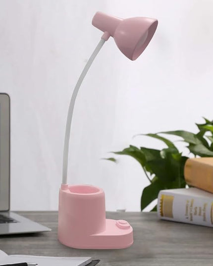 Battery Operated lamp,Small Lamps for Small Spaces,Pink Desk lamp,kids battery lamps for tables,Cute pen holder for desk,360° Rotating Hose,Adjust The Angle of Light Source at Will,Led Desk Lamps - LeafyLoom