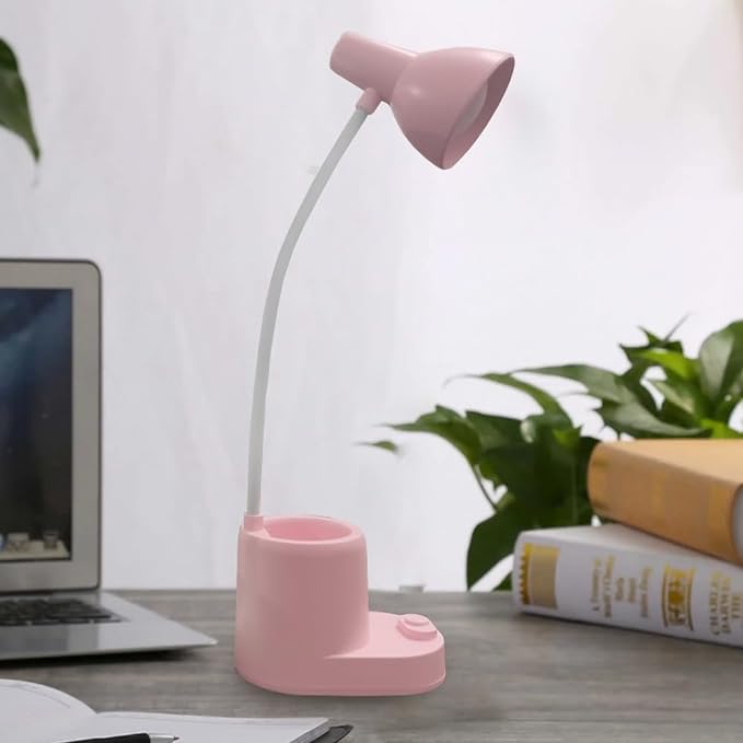 Battery Operated lamp,Small Lamps for Small Spaces,Pink Desk lamp,kids battery lamps for tables,Cute pen holder for desk,360° Rotating Hose,Adjust The Angle of Light Source at Will,Led Desk Lamps - LeafyLoom