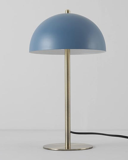 Globe Electric 52942 15" Desk Lamp, Matte Blue, Matte Brass Accents, in-Line On/Off Rocker Switch, for Bedroom, Office Decor, Home Essentials, Room Lighting, Reading Light - LeafyLoom