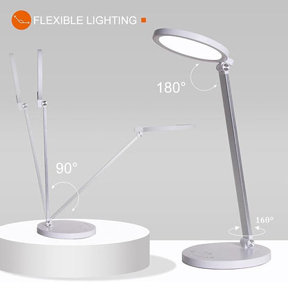 LED Desk Lamp, Aluminum Table Lamp, Dimmable Eye-Caring Table Lamp with 5 Lighting Models with 5 Brightness Levels, Touch Control and Memory Function, USB Charging Port, 8W, White…… - LeafyLoom