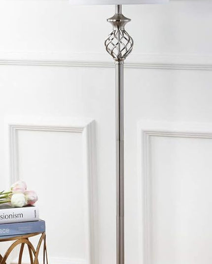 SAFAVIEH Lighting Collection Sophia Farmhouse Nickel 60-inch Living Room Bedroom Home Office Standing Floor Lamp (LED Bulb Included) - LeafyLoom