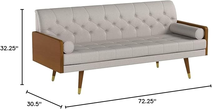 Christopher Knight Home Aidan Mid Century Modern Tufted Fabric Sofa, Beige - LeafyLoom